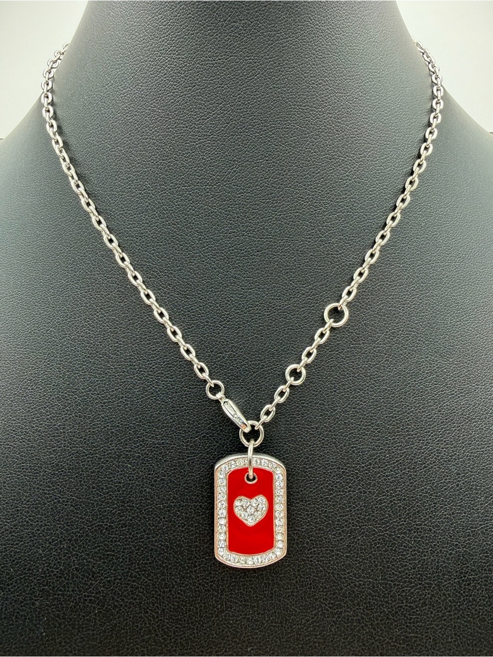 Red Enamel Heart Pendant Necklace - Women Jewelry